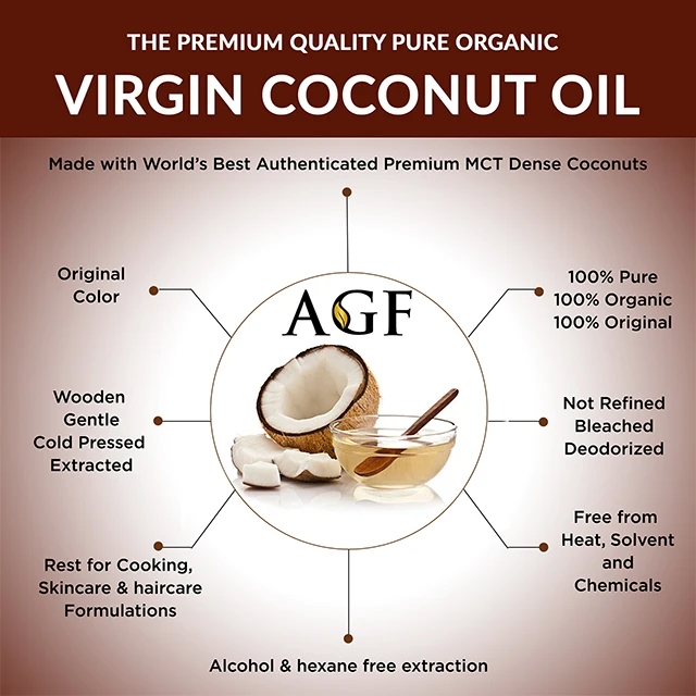 100% Pure Cold Pressed Organic Virgin Coconut Oil in Bulk private label packaging best for coconut hair oil & skin care