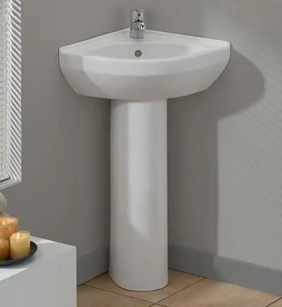 
high-quality bathroom ceramic corner wash basin with pedestal 