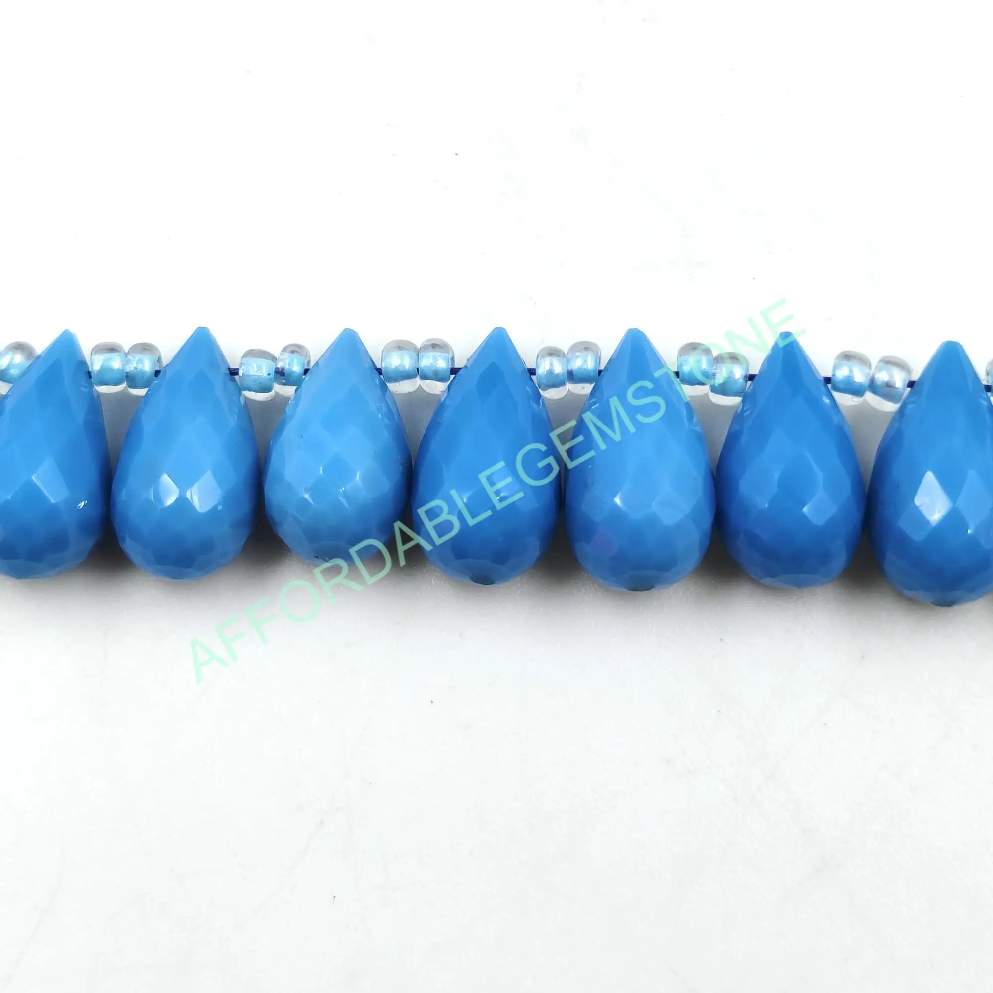 Turquoise gemstone synthetic gemstone faceted turquoise jewelry teardrop shape stone top drilled stone loose beads spinal beads