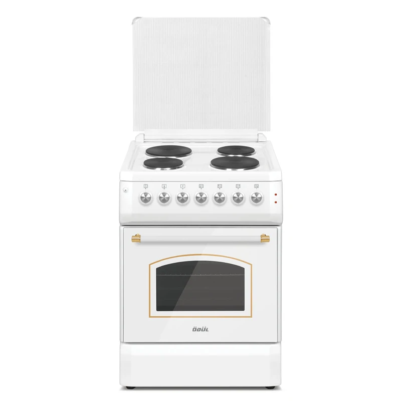 Винтажный белый топовый стол Ecoline 60x60 с 4 электрическими тарелками деревенский корпус стеклянная крышка отдельно стоящая печь таймером