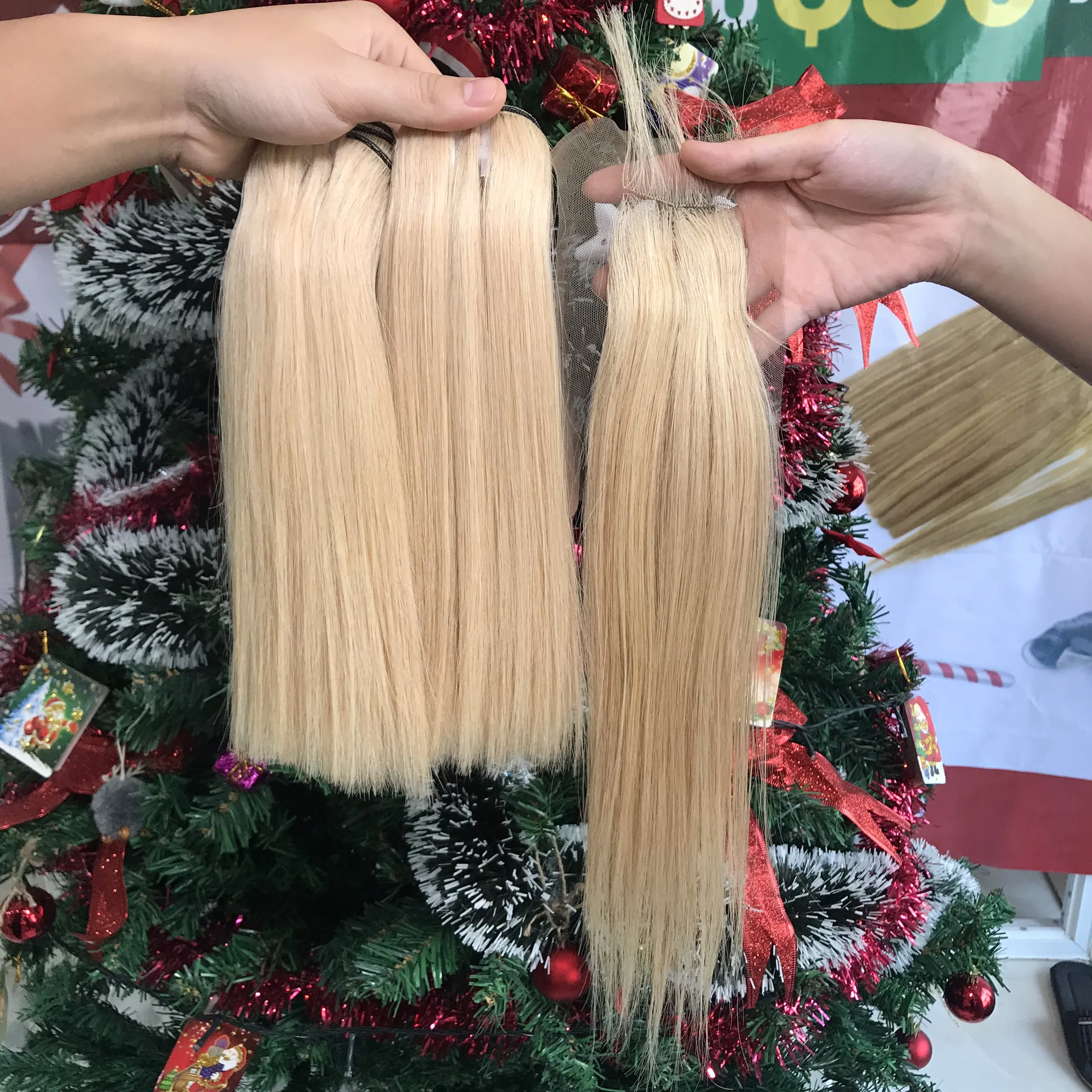 Прямые человеческие волосы для наращивания и сочетания волос с 100% выровненными кутикулами