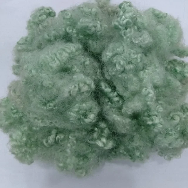 100% Polyester Staple Fiber 15D HCS Green A grade Vikohasan Manufacturer and synthetic fiber and GRS recycled polyester fibre