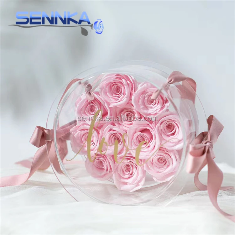 Floristic Decoration Material 10cm Pure Color Preserved Rose Head Flower Box