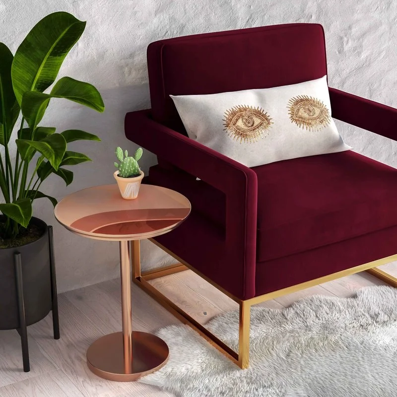 Shiny Brass Rose Gold Round Side Table Excellent Quality Nordic Simple Sleek Modern Accent Home Decor Furniture Side Tea Table
