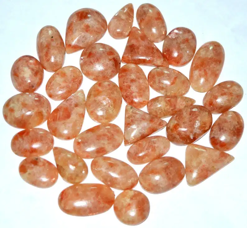 Sunstone Смешанная форма ручная полировка гладкий и плоский драгоценный камень для ювелирных украшений лечебный камень