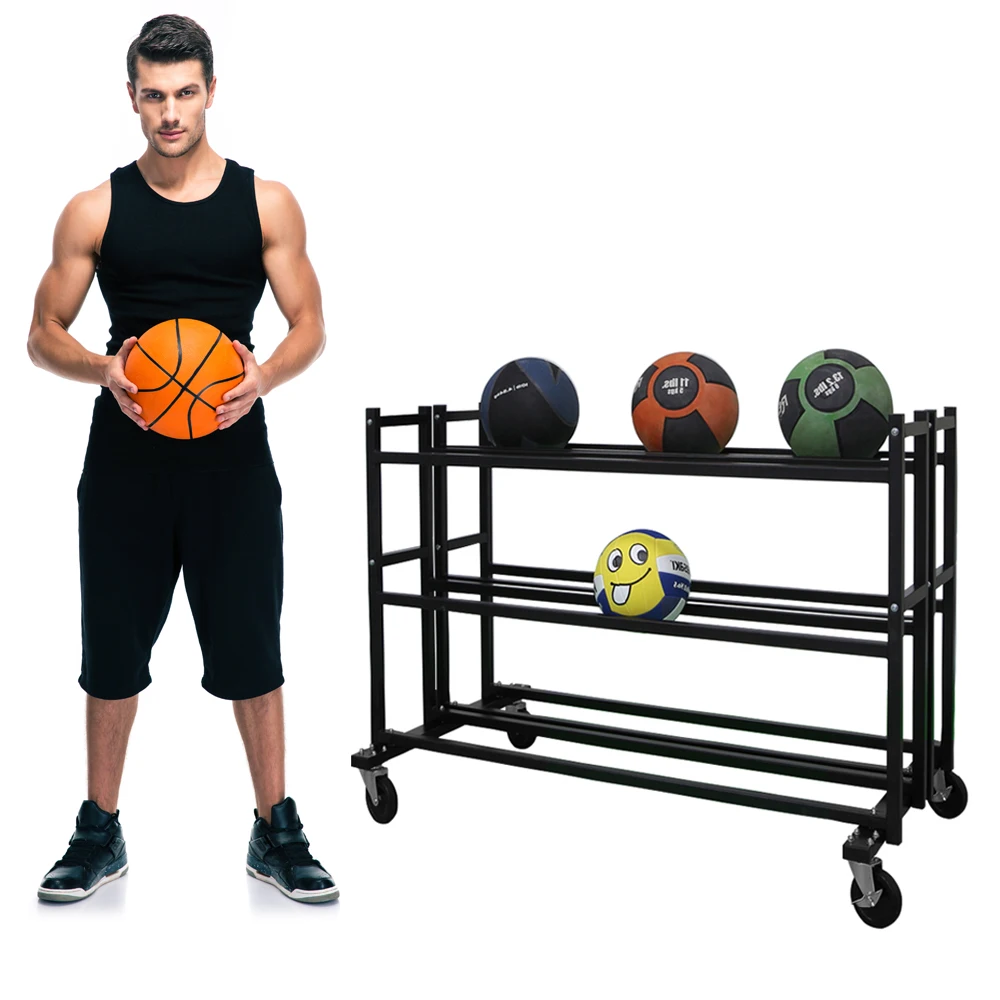 Basketball Training Equipment Ball Cart Double Row Rack