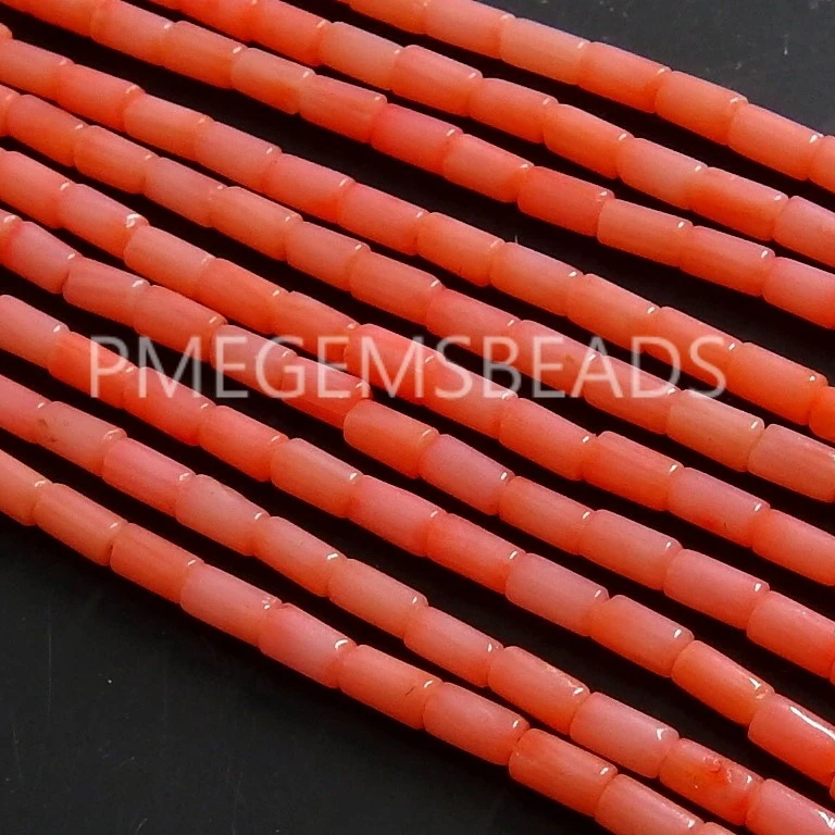 Pink Coral Smooth Tubes,Drum,Cylinder Bead,Loose Stone,For Making Jewelry,Wholesaler,Supplies 16Inch 4X2MM Approx 100%Natural