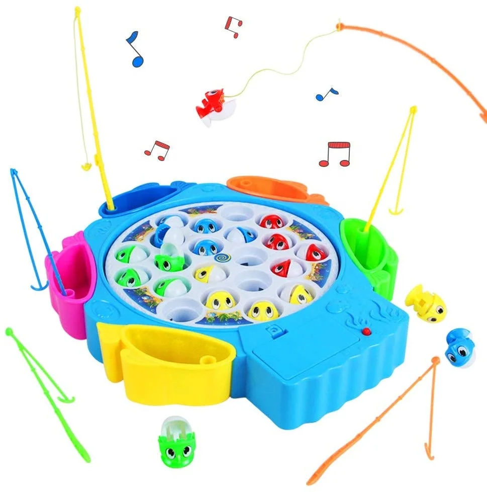 Music Glowing Plastic Magnetic Fishing Toy Set Fishing Rod Model Play Fishing Games Outdoor Toys
