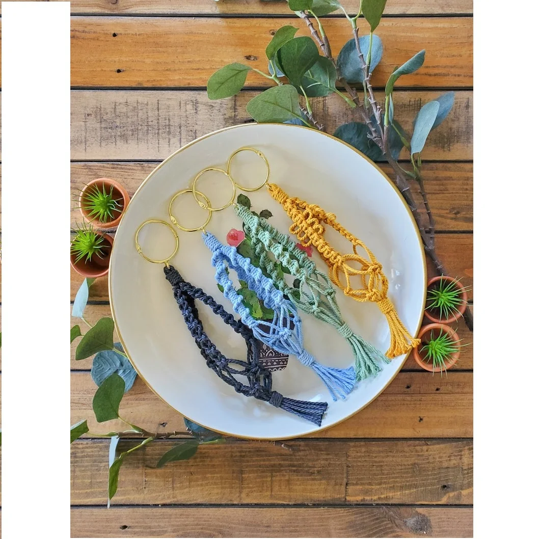 Macrame Mini Car Plant Hanger Rear View Mirror Car Accessories With Coral Beads  From Isar International