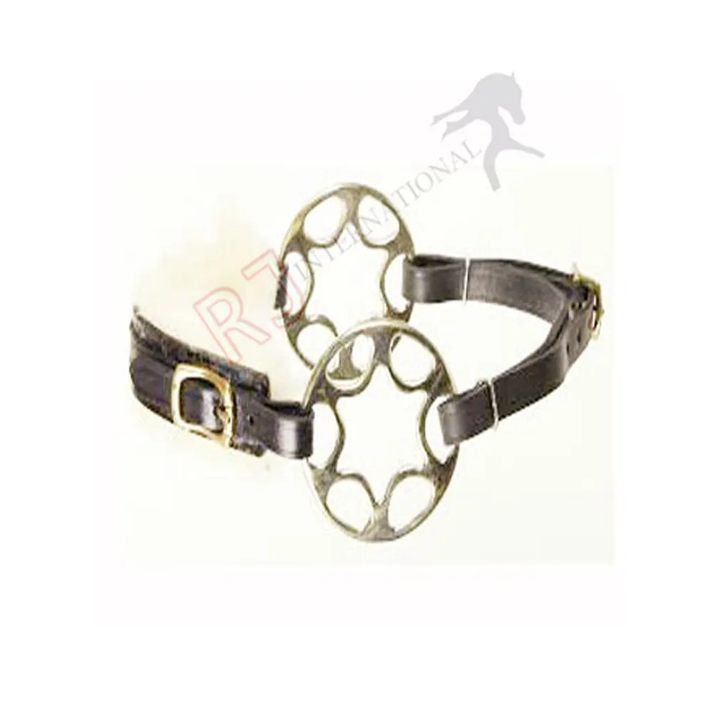 new horse leather whoole hackamore bitless with double brass  rings