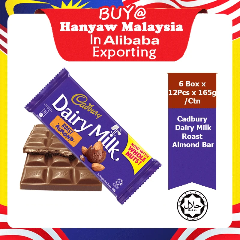 [Malaysia] Fast Shipping + Halal Certified Cadbury Dairy Milk Roast Almond Choco Bar ( 6 Box X 12 Pcs x 165g/Ctn)