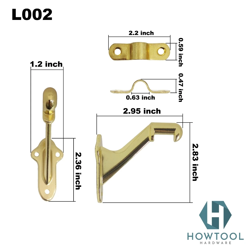 Chrome Metal Home Stair Accessories Standard Utility Commercial Wall Mounted Handrail Bracket