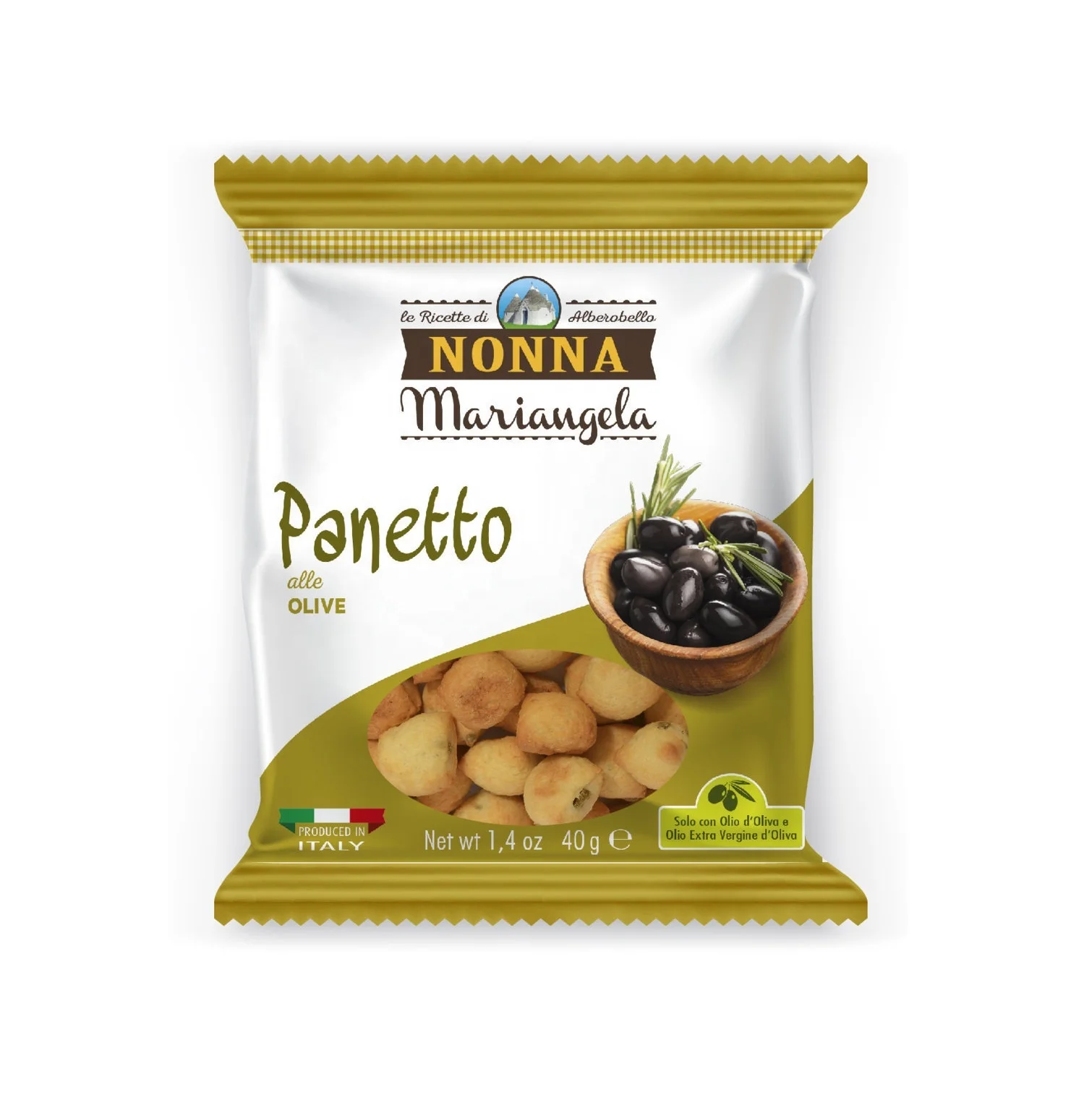 Italian Premium Grain Snack - Savoury crackers with Olives for quick & Healthy break (40g pack) for Horeca, GDO