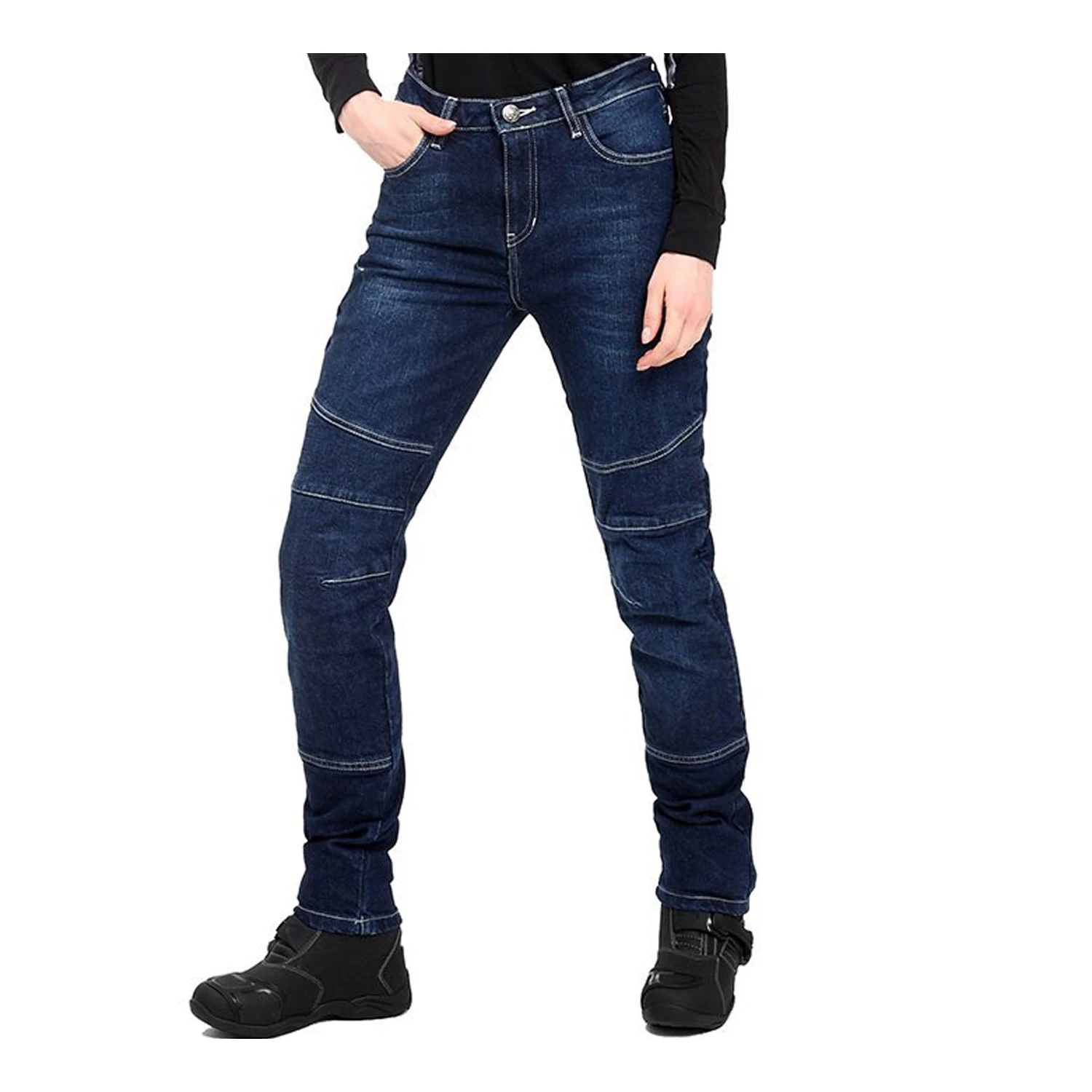 Fashionable ribbed style bikers A Kevlar lining jeans for rider girls, CE protective jeans for ladies, Prime Protection