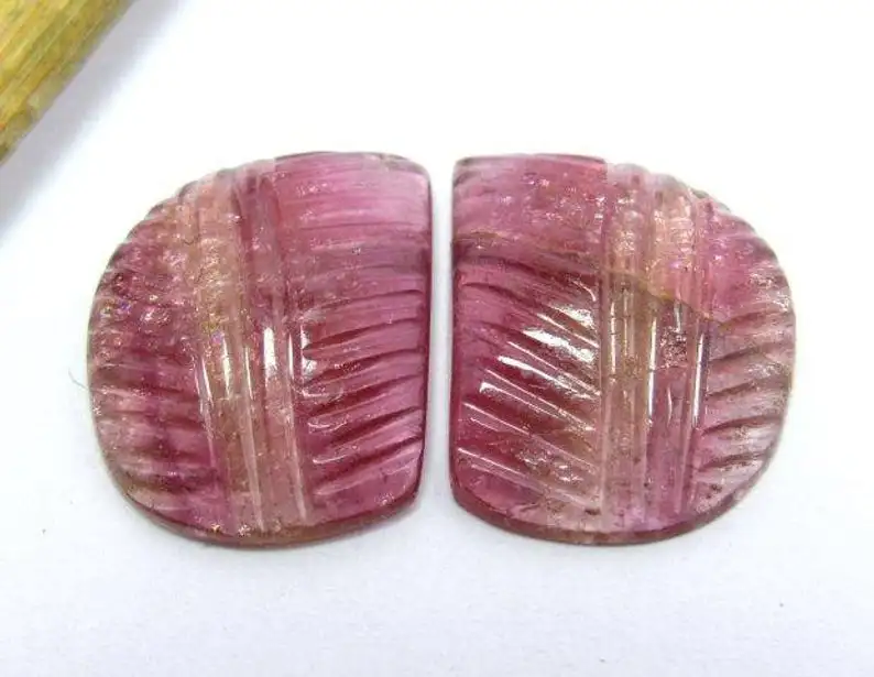 Natural Pink Tourmaline Leaf Carving