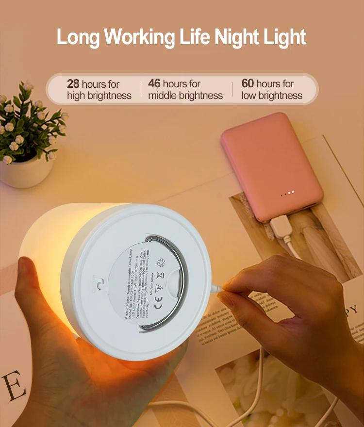 LED Nursery Night Lights for Kids USB Rechargeable smart touch colorful light Lamps  baby night light desk lamp for home