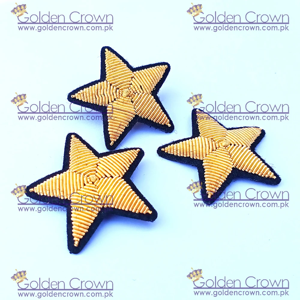 Gold Bullion Wire Embroidery Star Brooch | Wholesale Fashion Gold Bullion Embroidery Brooch