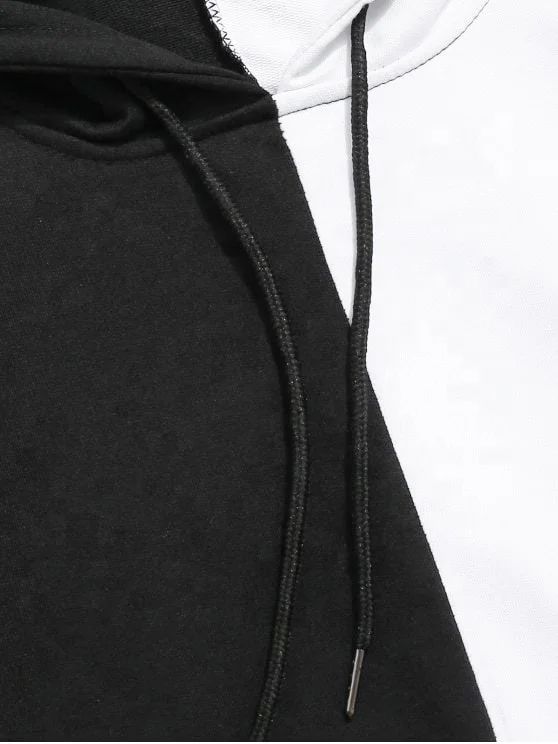 Wholesale Custom Oversized Man Pullover Hoodies Heavyweight Streetwear Fashion Men Hoodie Half Black Half White Hoodies Men