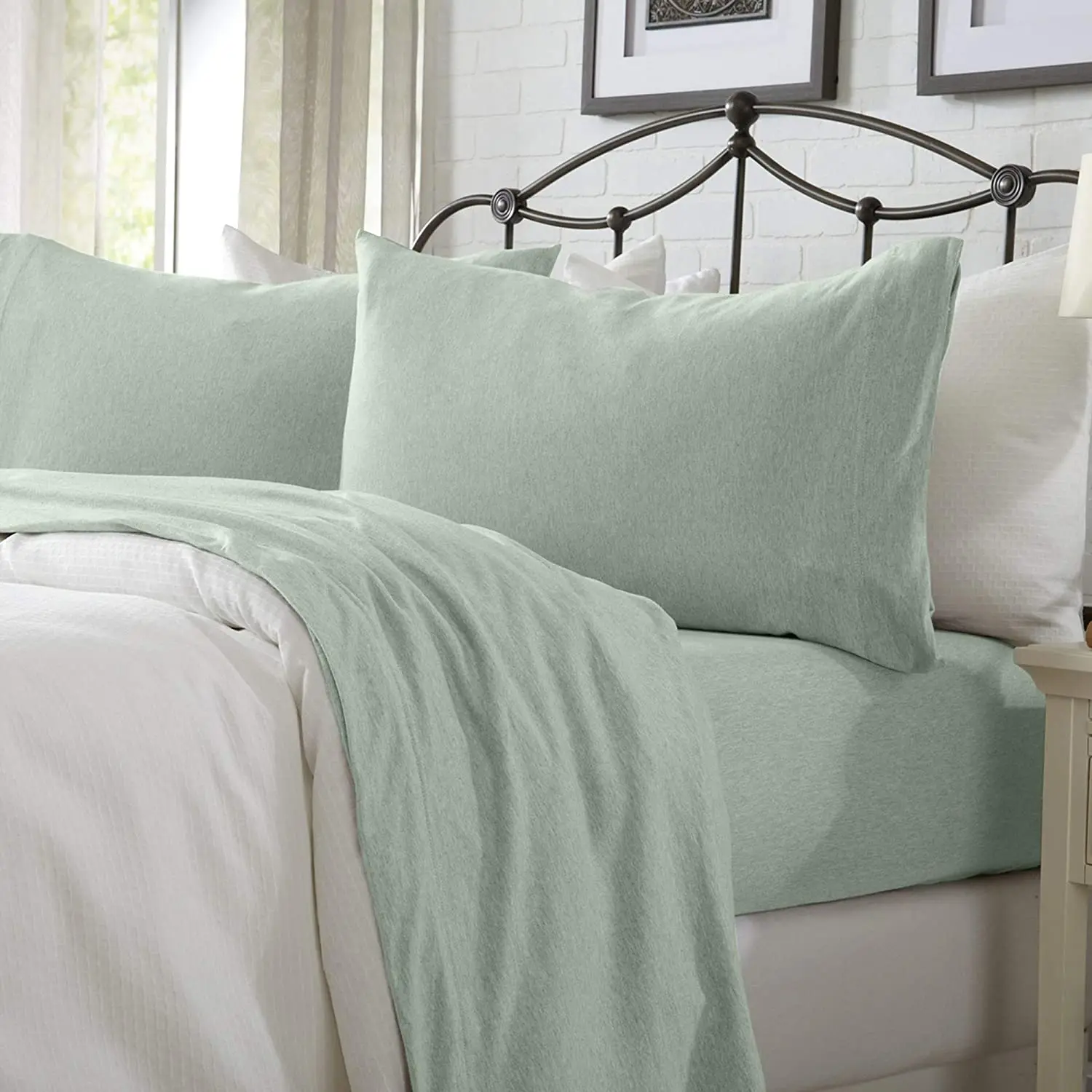 Jersey Knitted Bedsheet Set, Jersey Cotton Sheet, Cozy T Shirt Sheet Set Including deep Pocket Fitted Sheet