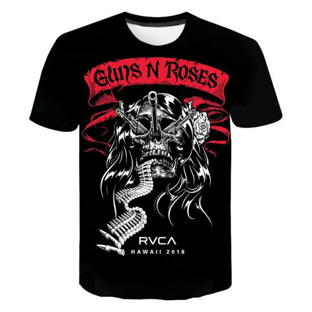 Fashion Guns N Roses Graphic 3D Print Men Women T Shirt Casual O-Neck Short Sleeve Streetwear Oversized Male T-Shirt Trend Tees
