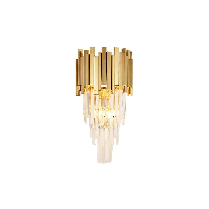 Modern Style Cylinder Wall Light Clear Glass 3 Lights Gold Wall Sconce for Living Room Bedroom Toilet Reading Room Lamp