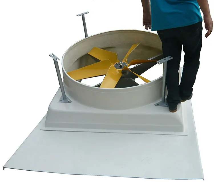 46500 m3/h rooftop directly drive commercial industrial FRP exhaust fan with round roof vent covers