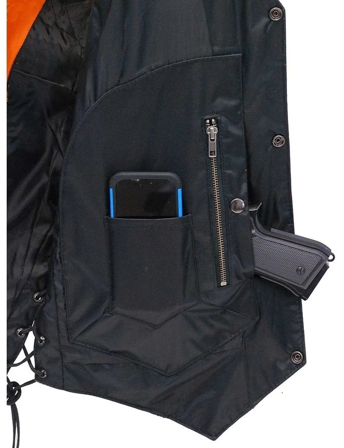 Concealed Carry Pockets Gun Holding Leather Biker Vest Motorcycle Motor Bike Men Vest