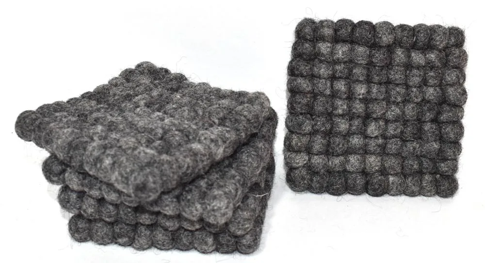 100% Natural Made in Nepal for Export Organic 10 Cm Tea Coaster Wool Felt Tea Coaster producer dark Natural color