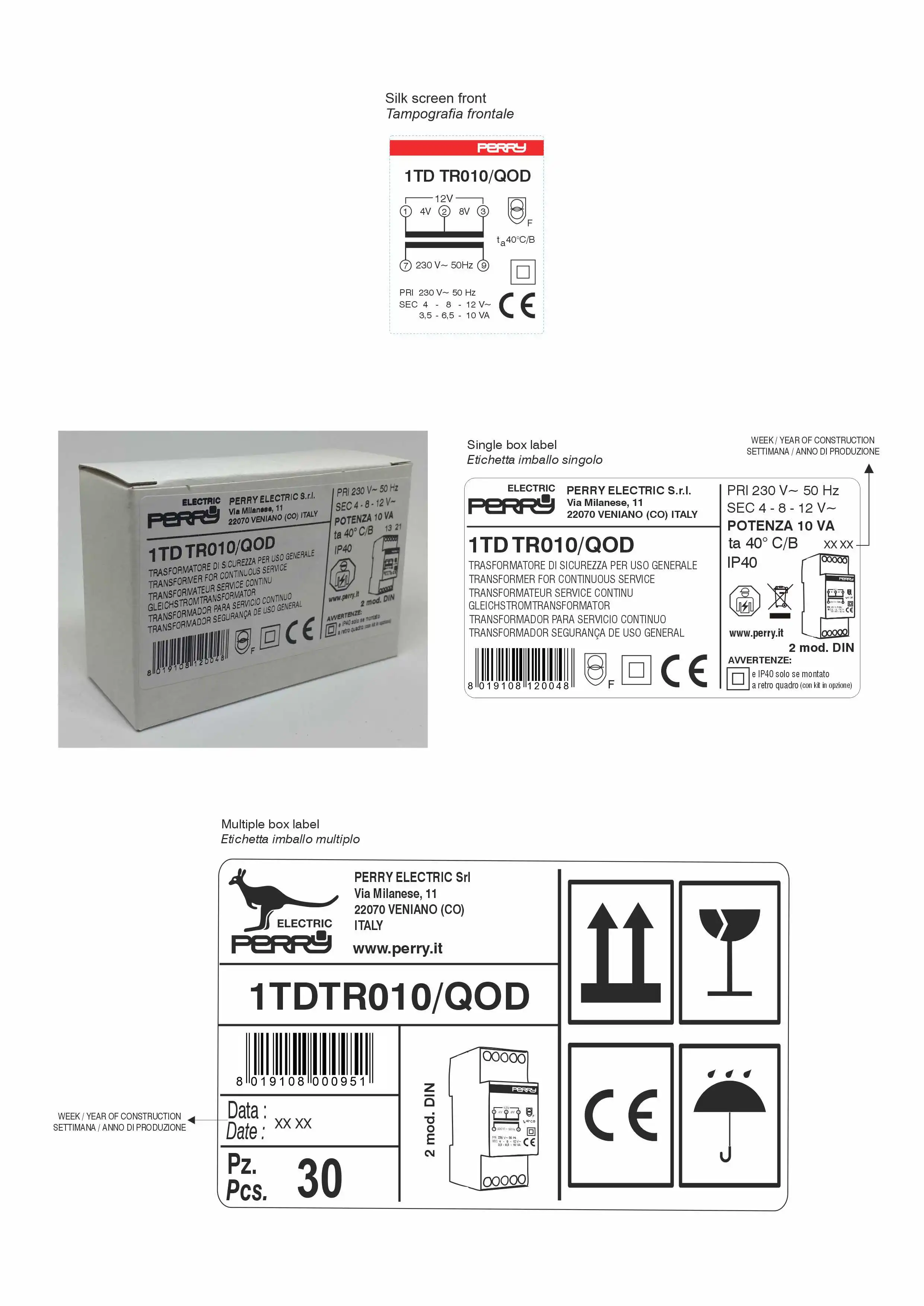 
MADE IN ITALY TRANSFORMER CONTINUOUS SERVICE 15V-24V 
