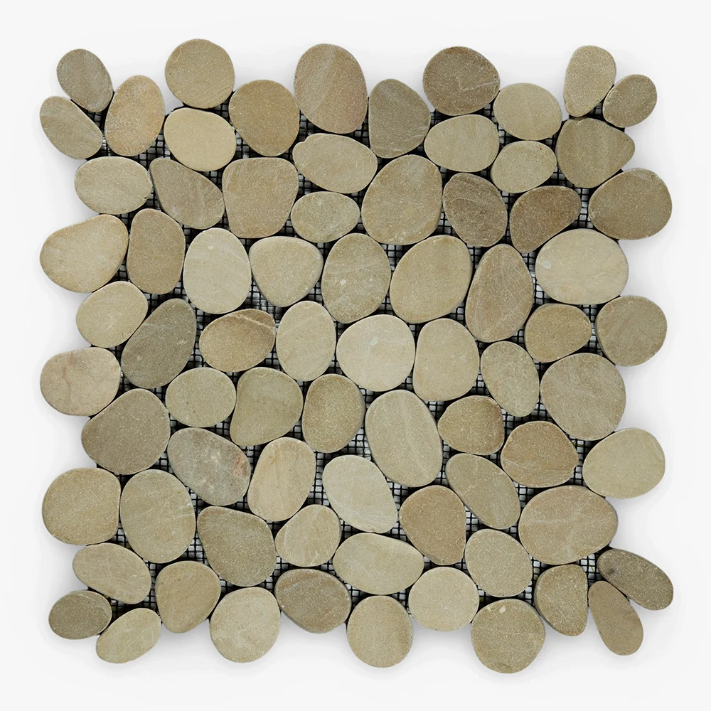 Bali Natural Beige Pebbles Mosaic Tile - Indonesia Natural Beige Pebbles Stone Mosaic Interior Wall Decoration