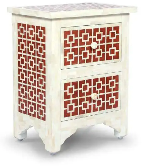 Antique Rustic floral bone inlay bedside handmade table modern table