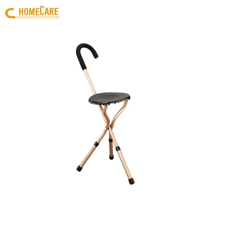 Customized folding tri-leg walking cane stick chair