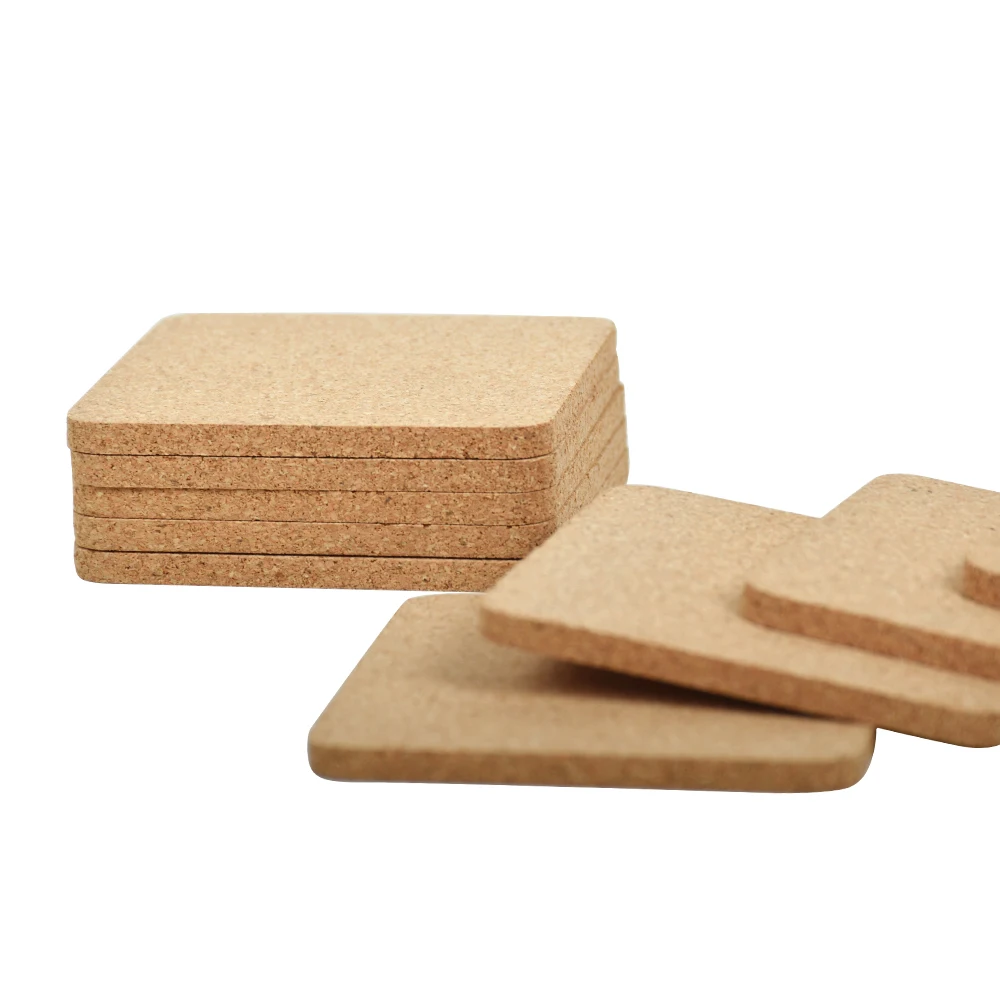 Wholesale Nature Color Blank Customized Square Drink Cork Placemats And Cork Coaster