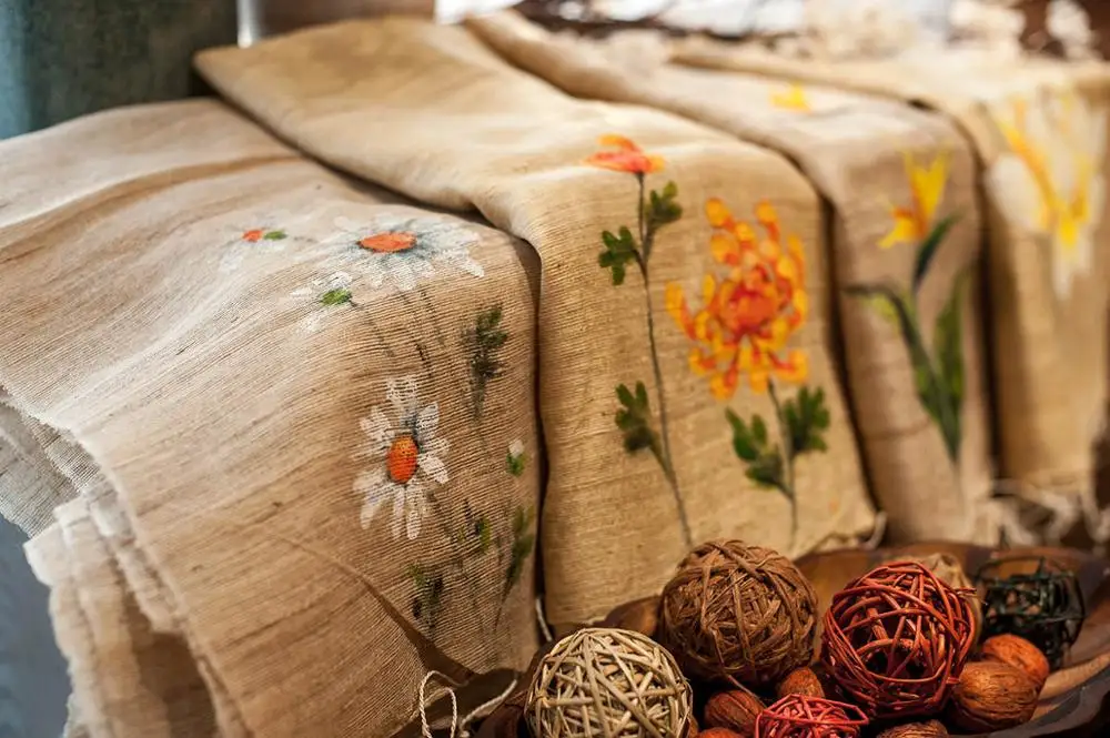 Floral scarves 2020 double faced design by Vietnamese Artist with 100% Natural Silk 80x180cm