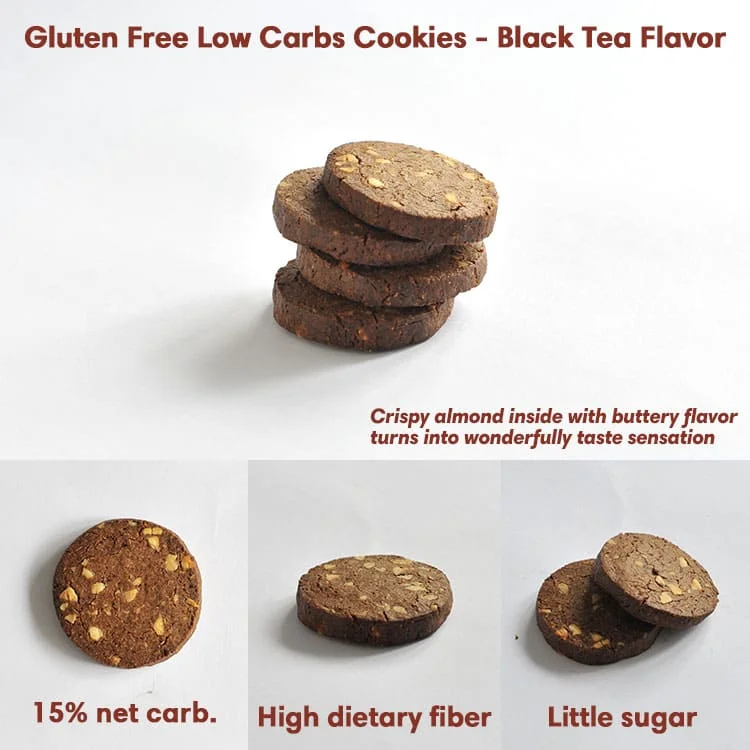 Crunchy Almond Low Carbs Gluten Free Keto Chips Tea Black Diet Meal Biscuit Butter Cookies