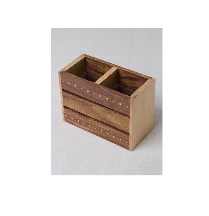 Natural Acacia Wood Spoon holder For Kitchen Smooth Wooden Spoon Holder for dining table decorative use