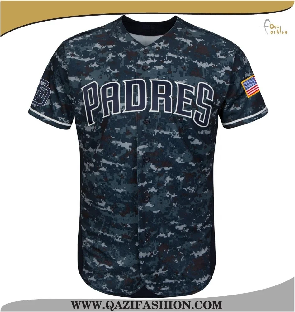 Custom School College Team Baseball Jerseys Sublimation Camouflage Full Button Uniforms