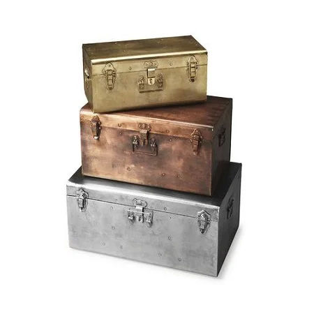 High Quality Trunk Box Unique Design  Blue Color Metal Trunk Box Customized Size and Shape Clothes Storage Box