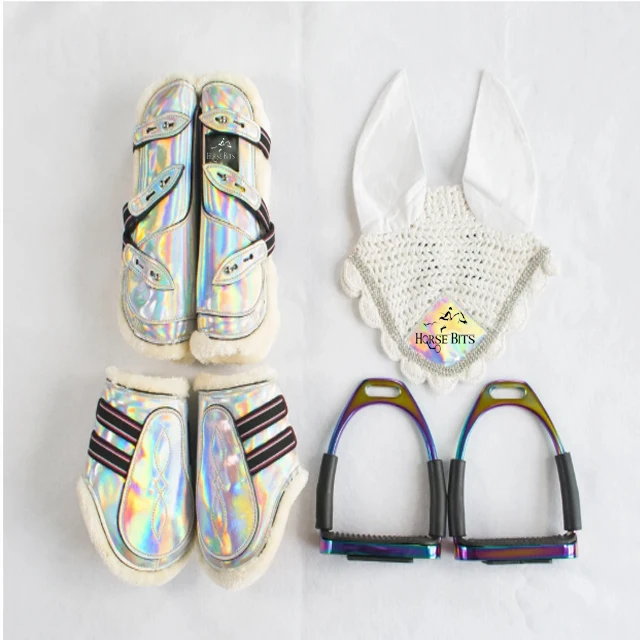 Horse Boots, Bonnet, and Stirrups Set /Stirrups/ Horse Boots