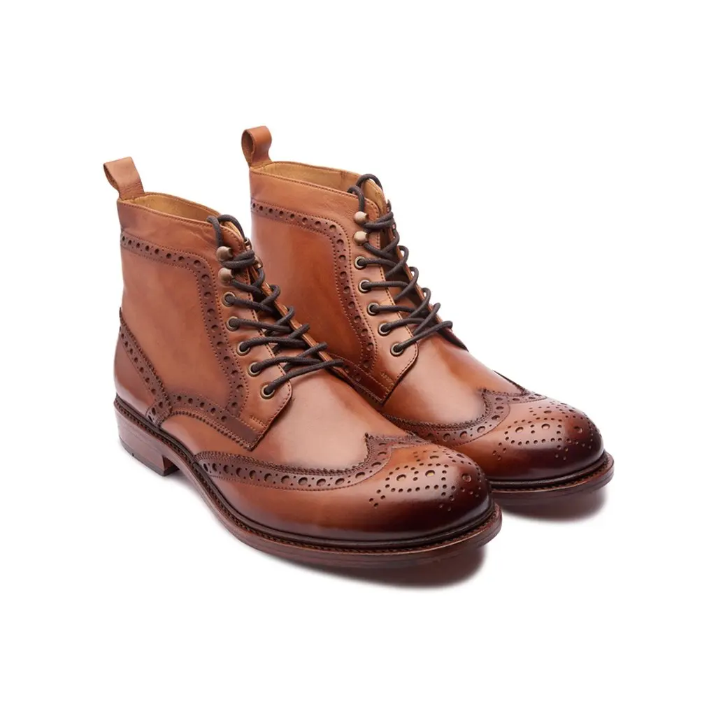 Up Boot Men Official Good Quality Leather Dress Shoe 2021 Latest Fashion Winter Autumn Wingtip Derby Lace in Tan Color BUWCH