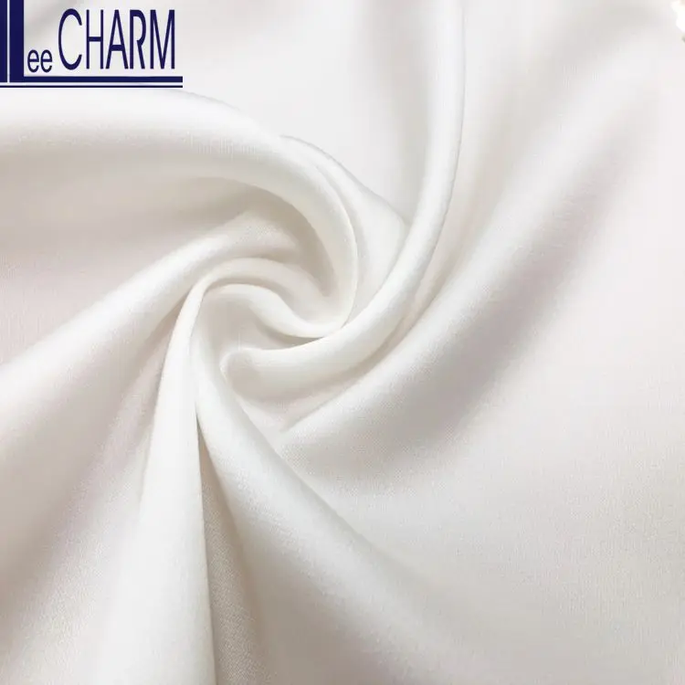 LCL004Y Taiwan 100% Polyester Soft Plain Elastic Stretch Draped Wedding Bridal Dress Charmeuse Satin Fabric
