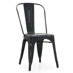 Vintage Industrial Bistro Cafe Metal Chair French Style Hotel Dining Chair Restaurant Metal Iron Chair Black Distress Finish