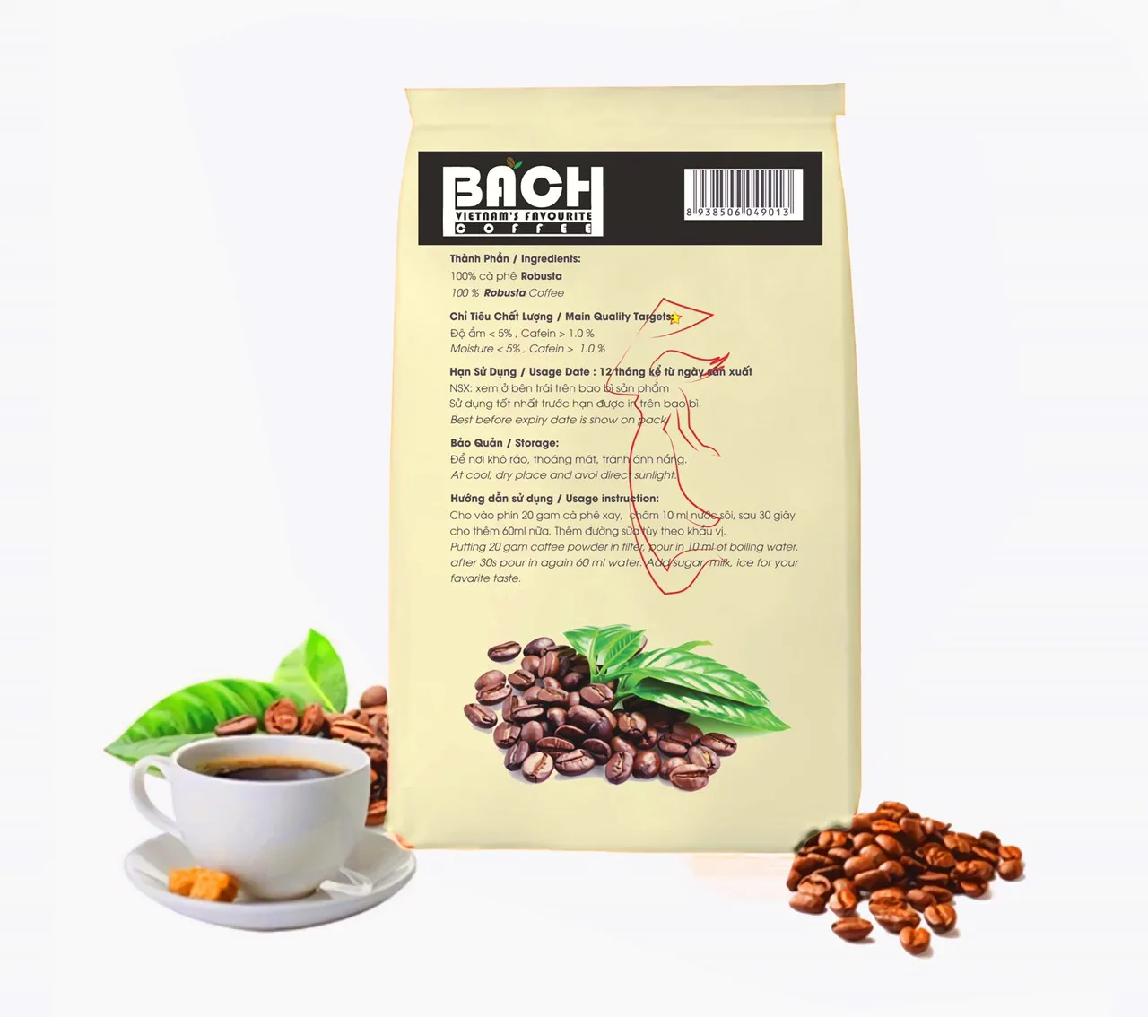 Robusta итальянское обжарение эспрессо, кофе с цельными зернами _ 100% чистый кофе в зернах робуста-бумажный пакет с молнией и фургоном