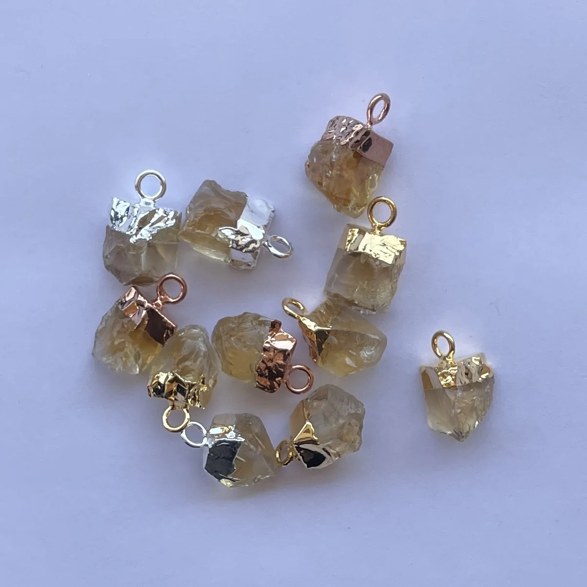Natural Citrine Raw Connector Pendant in 925 Sterling Silver with Gold Electroplating Jewelry from Manufacturer Online Alibaba