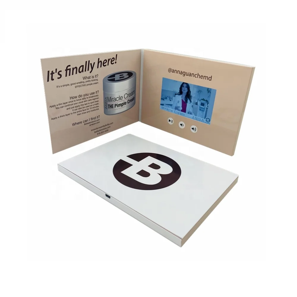 Top selling handmade with customized design video invitation brochure  A5 paper size 4.3inch video greeting card