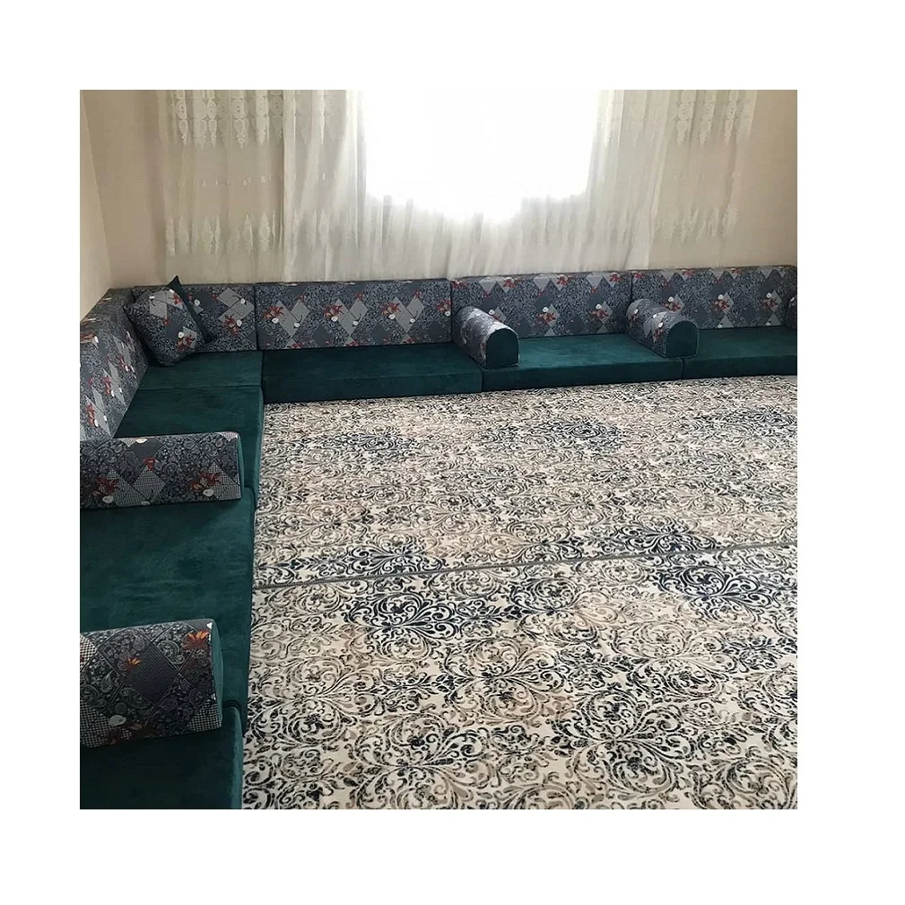 Arabic Majlis  Moroccan Majlis  Majlis Design   |  Customization Possible   L Shaped Arabic Floor Sofa Set    U Shaped Arabic