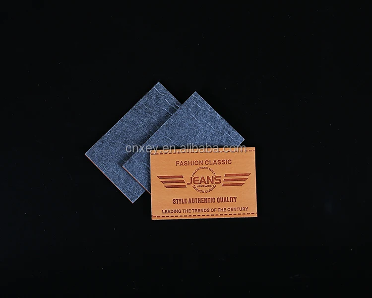 
jeans pu leather label clothing main label 