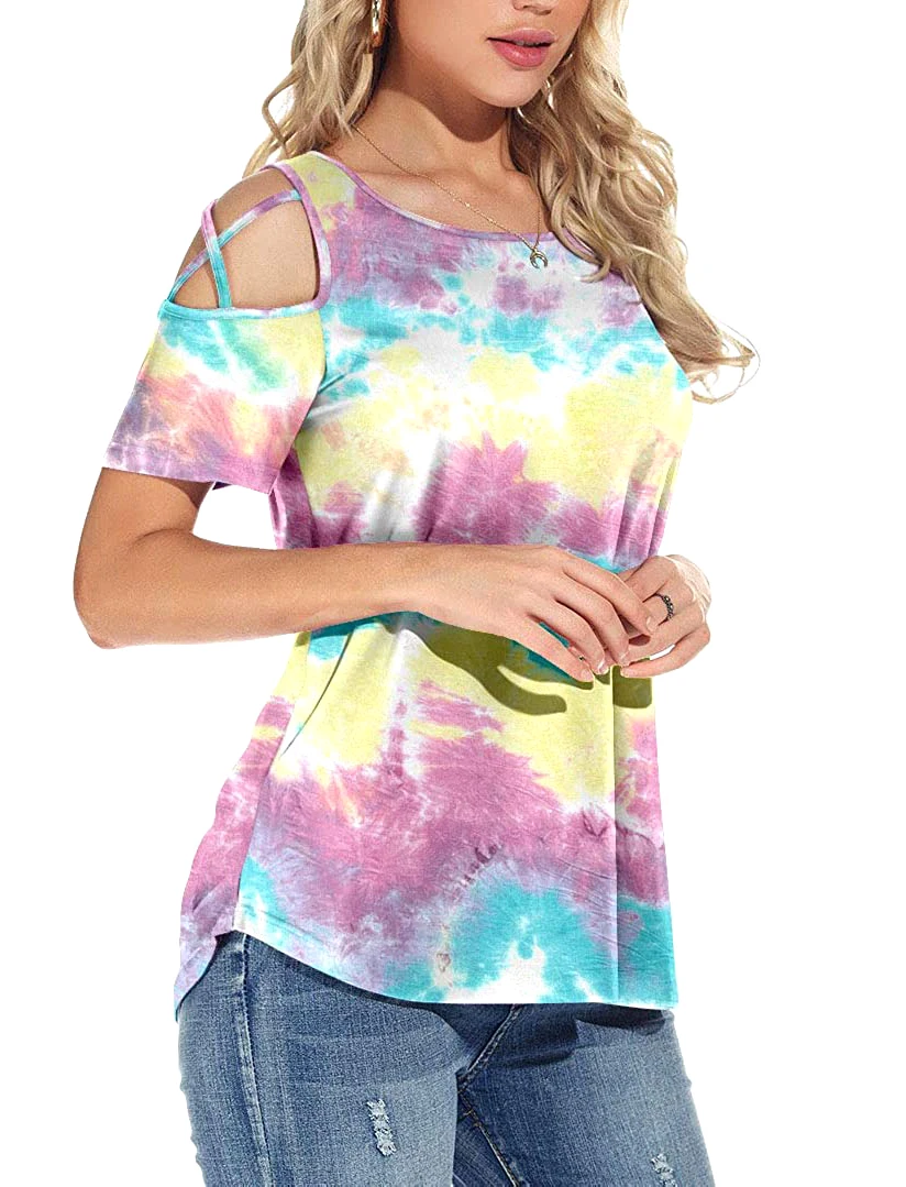  Оптовая продажа летние модные женские футболки с круглым вырезом и принтом