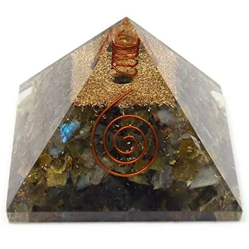 Natural Labradorite Orgonite Pyramid Crystals Shining Grey Labradorite Orgone Pyramid EMF Protection Energy Orgone Pyramids