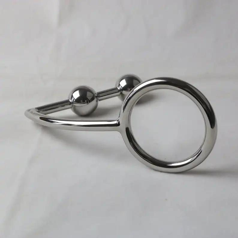 steel anal hook with cock ring,butt plug,two anal balls